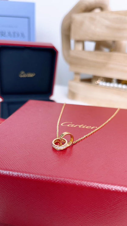 Cartier Gold Love Pendant Hold Paved Necklace