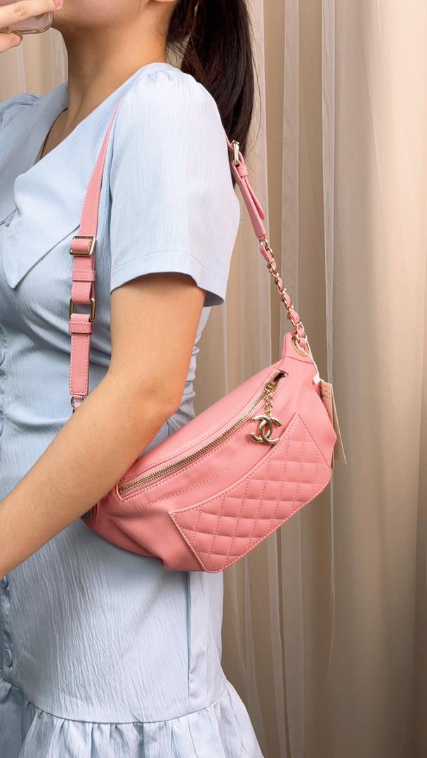 Chanel Pink Lambskin Pocket Quilted Bumbag (LGHW)