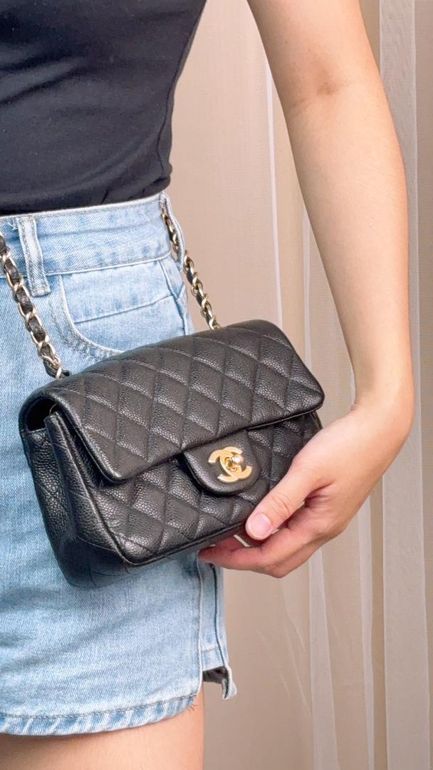 Chanel Black Caviar Mini Rectangular CF (GHW)
