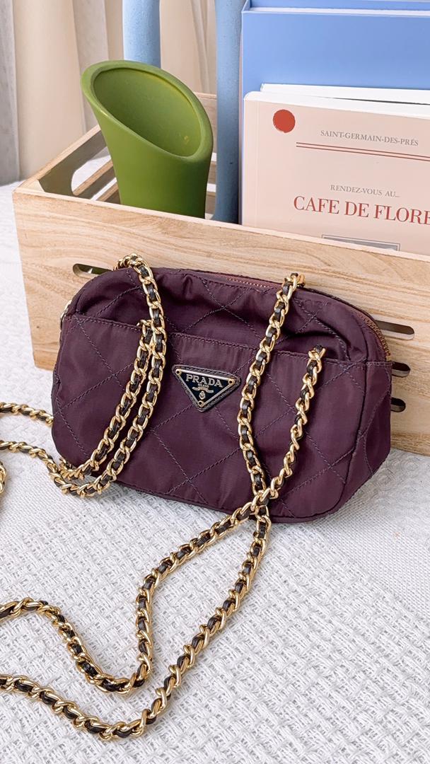 Prada Purple Nylon Crossbody Chain Bag