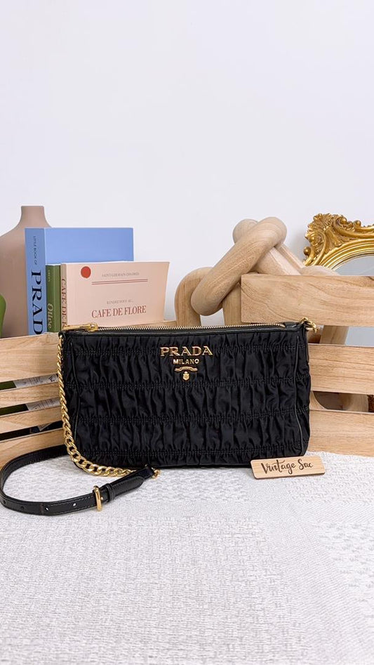 Prada Black Tessuto Gaufre Crossbody Bag