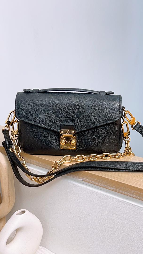 LV Black Monogram Empreinte Pochette Metis East West