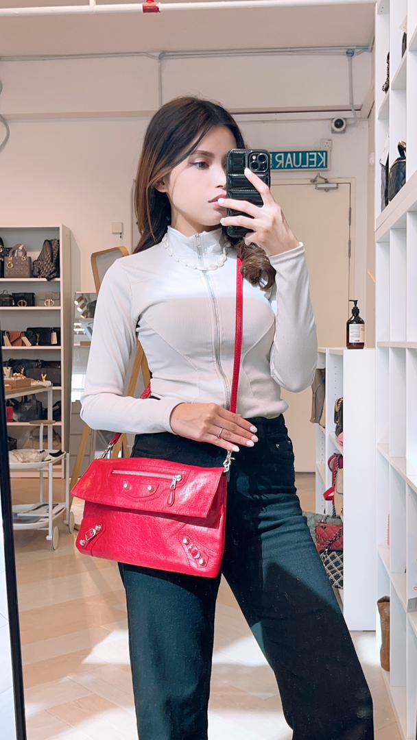 Balenciaga Red Envelope Clutch in Strap