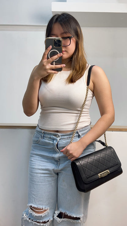 Chanel Black Calfskin Click Label Top Handle GHW