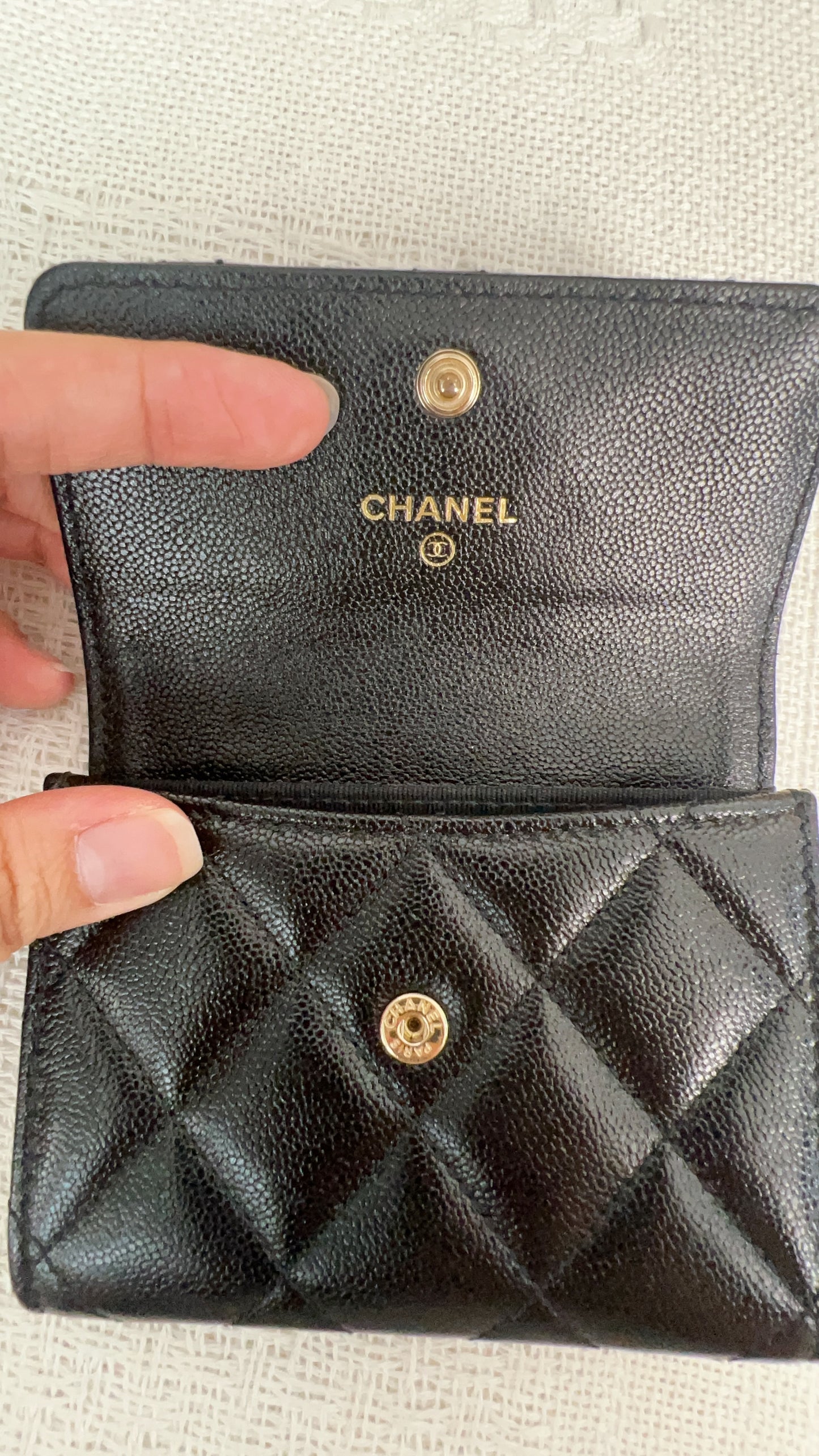 Chanel Black Caviar 22B XL Card Holder GHW
