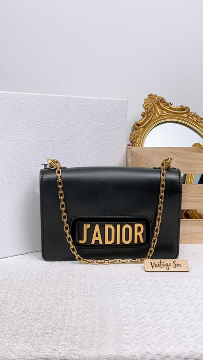 Dior Black Calfskin Jadior Medium Shoulder Bag GHW