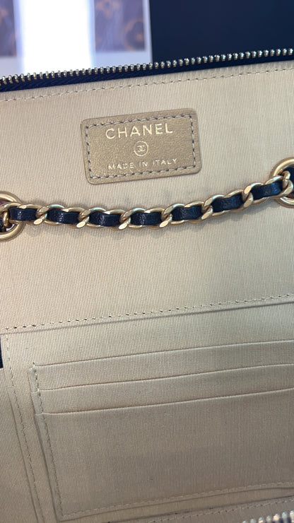 Chanel Black Lambskin Vanity in Pearl Crush