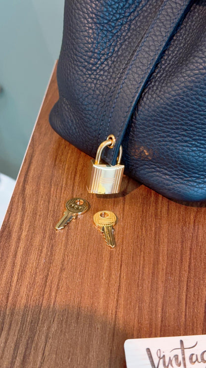 Hermes Bleu Nuit Picotin 18 (GHW)