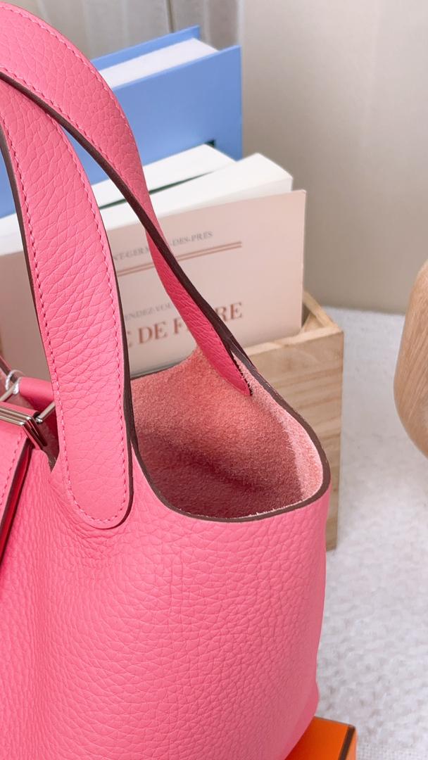 Hermes Rose Azalee Picotin 18 (PHW)