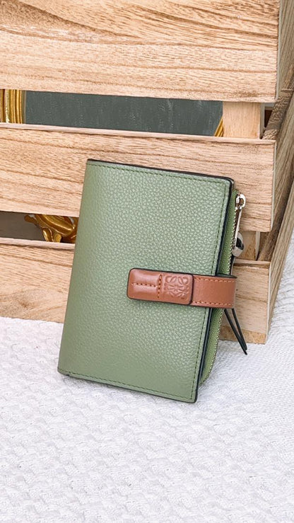 Loewe Calfskin Green Compact Zip Wallet