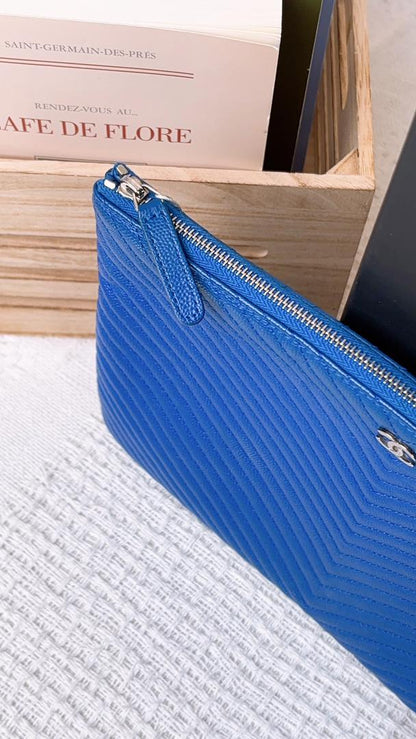 Chanel Blue Caviar Chevron Medium Ocase (SHW)