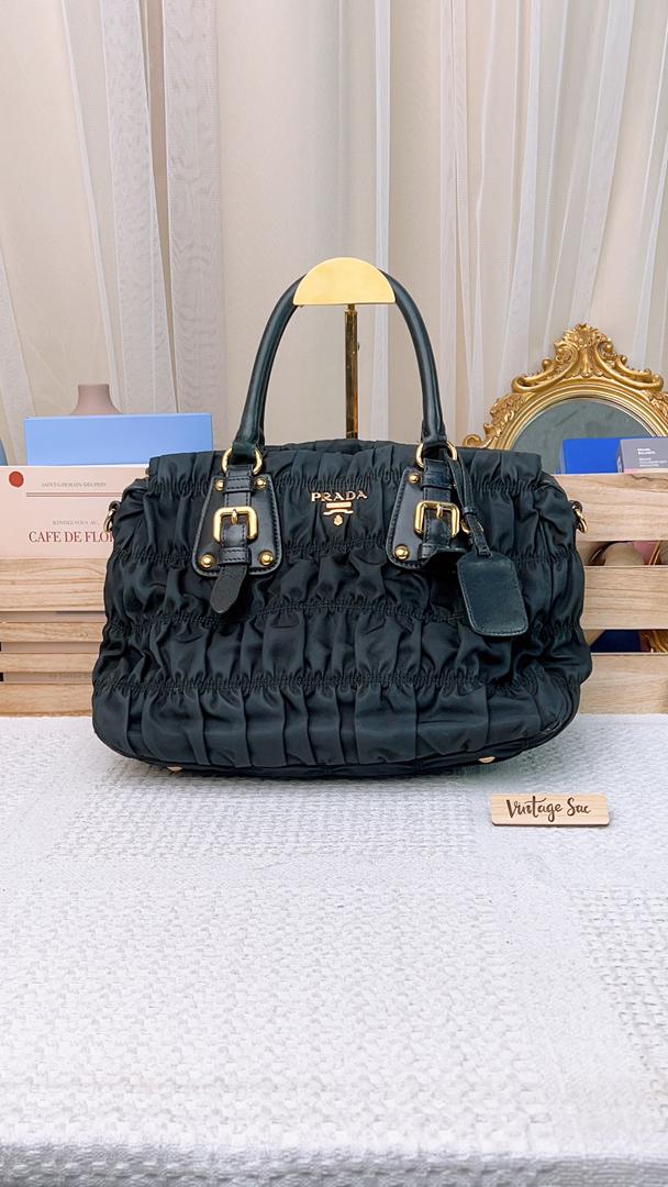 Prada Black Nylon Gaufre Tote