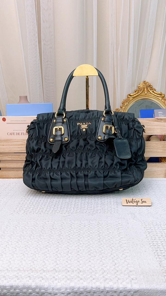 Prada Black Nylon Gaufre Tote