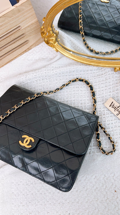 Chanel Black Vintage Button Flap (GHW)