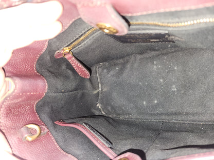 Burberry Burgundy Calfskin Banner Tote Small
