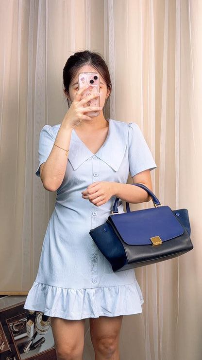 Celine Blue Calfskin Small Trapeze Bag