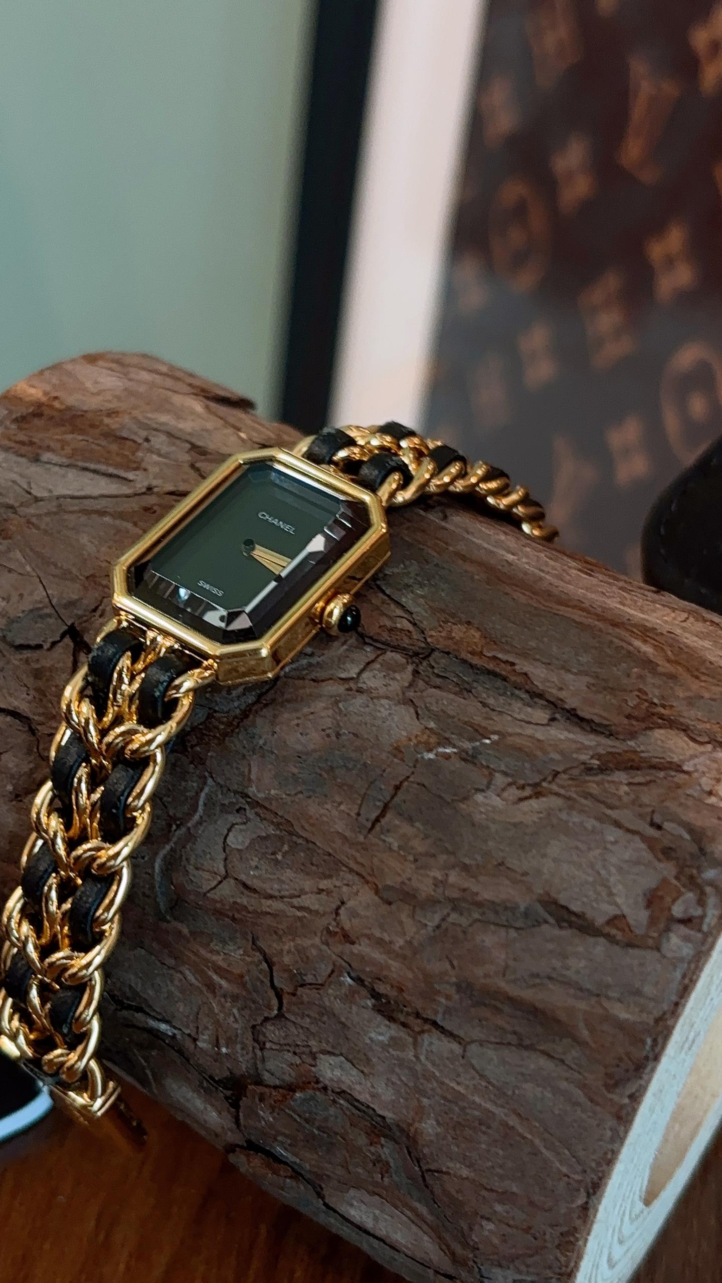 Chanel Gold Black Vintage Premiere Watch S