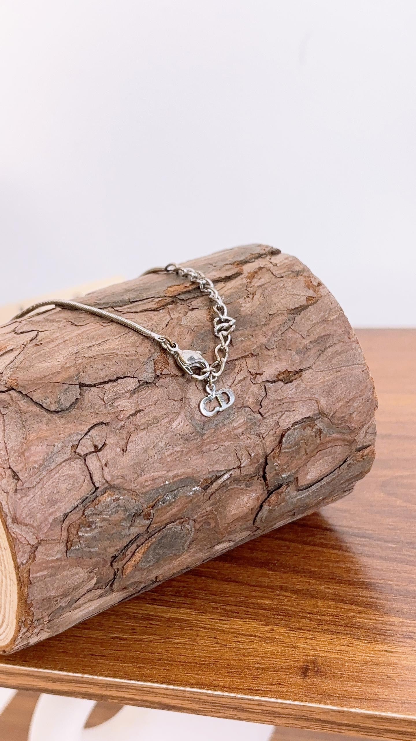 Dior Silver Logo Plate Necklace