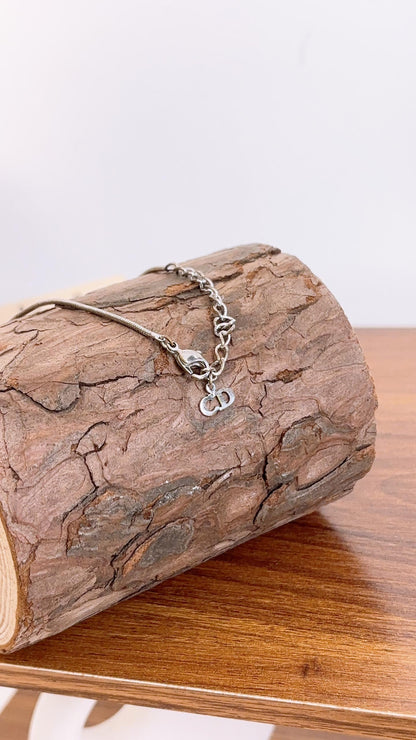 Dior Silver Logo Plate Necklace