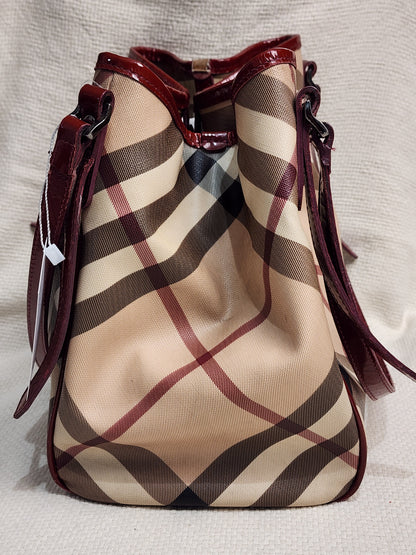 Burberry Red / Beige House Check PVC Cantebury Tote