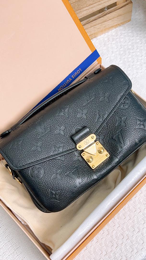 LV Black Monogram Empreinte Pochette Metis East West