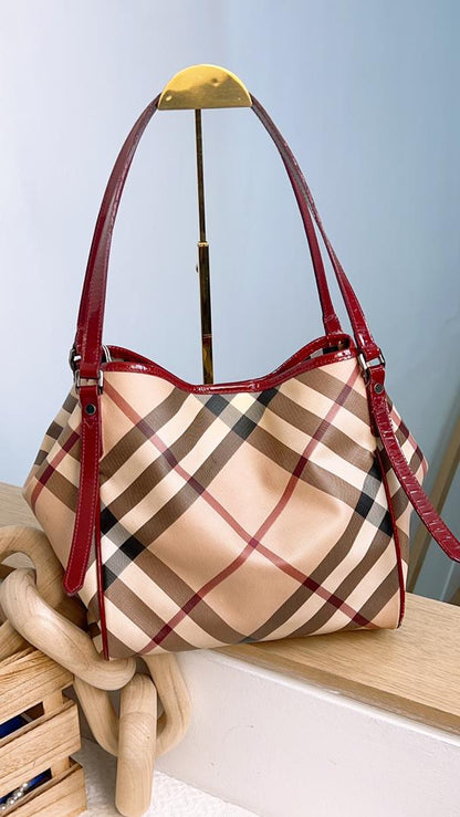 Burberry Red / Beige House Check PVC Cantebury Tote