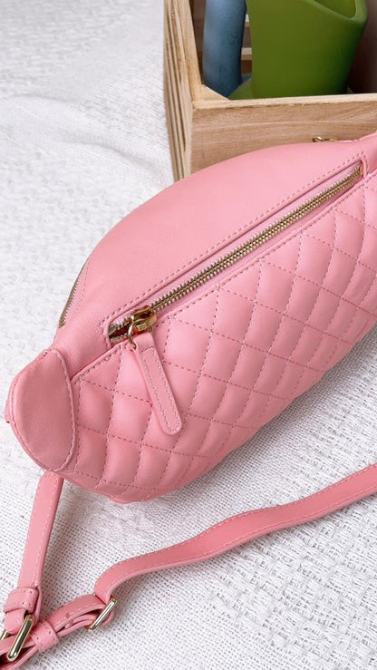 Chanel Pink Lambskin Pocket Quilted Bumbag (LGHW)