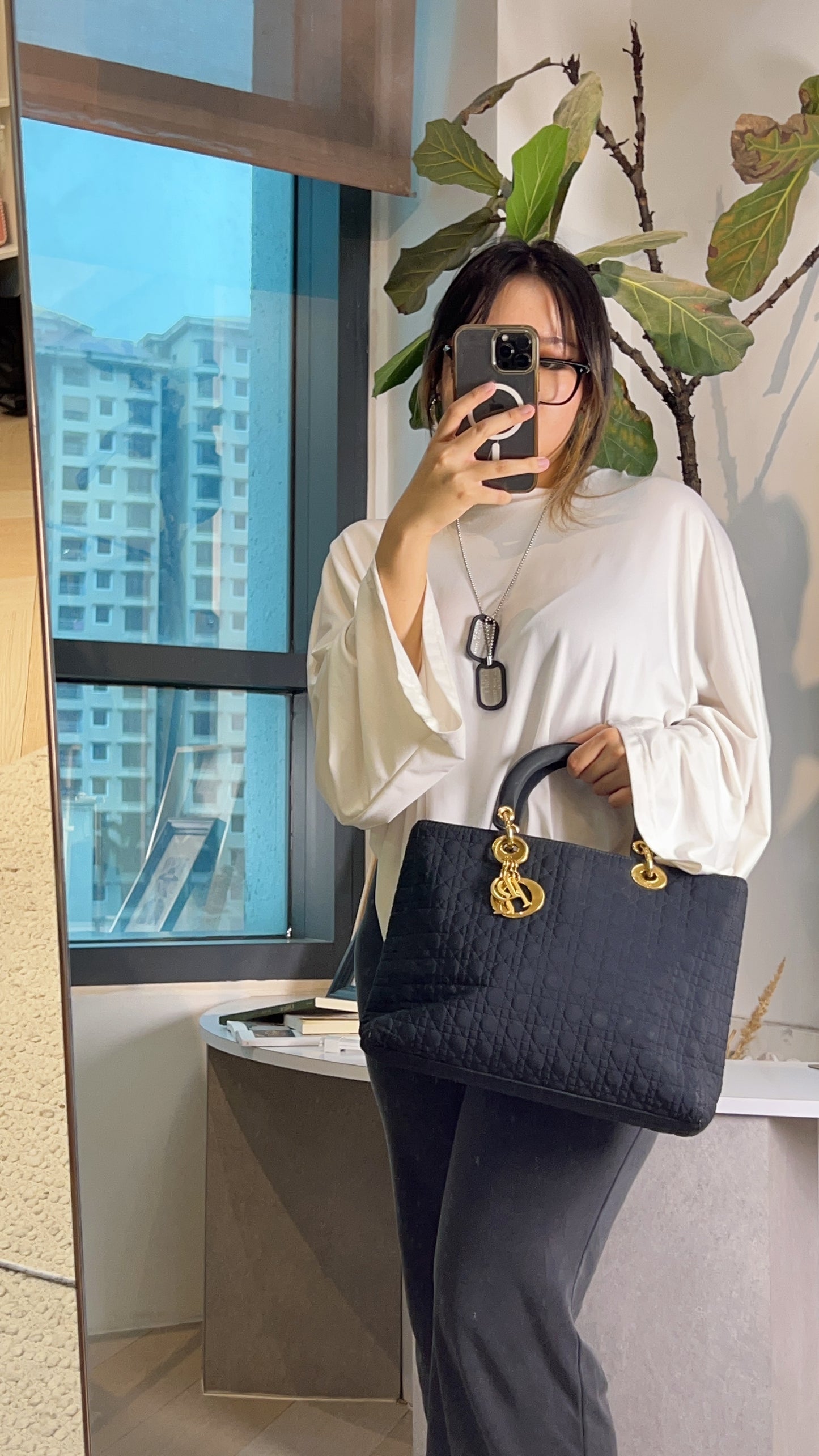 Dior Black Canvas Vintage Lady Dior