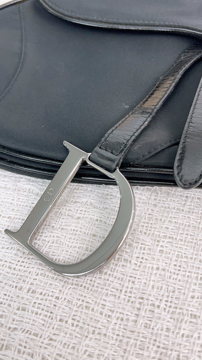 Dior Black Nylon Vintage Saddle Bag SHW