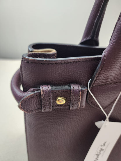 Burberry Burgundy Calfskin Banner Tote Small