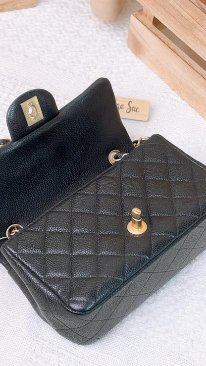 Chanel Black Caviar Mini Rectangular CF (GHW)