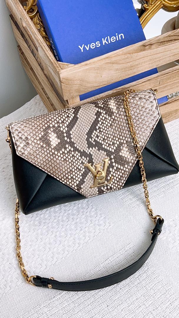 LV Black Calfskin / Python Love Note Chain Shoulder Bag