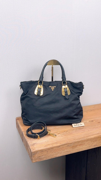 Prada Black Nylon Tessuto Tote Bag
