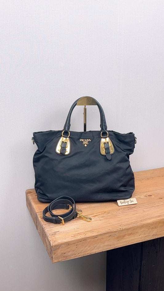 Prada Black Nylon Tessuto Tote Bag