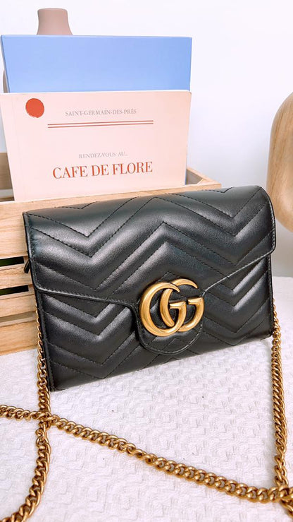 Gucci Black Marmont WOC (GHW)