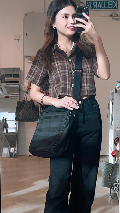 Burberry Nylon Smoked Check Messenger Bag