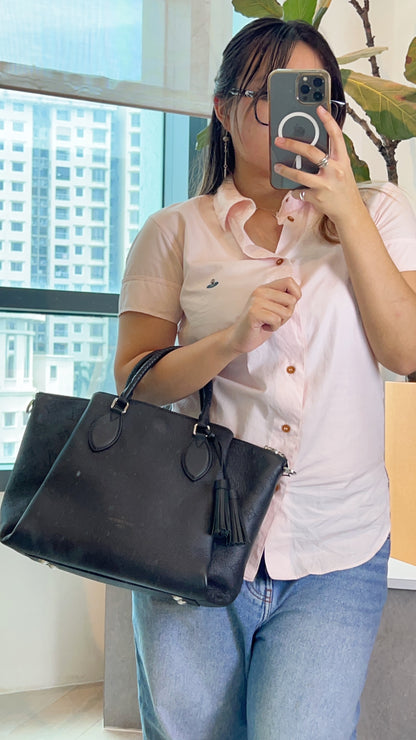 LV Black Mahina Leather Haumea Shoulder Bag