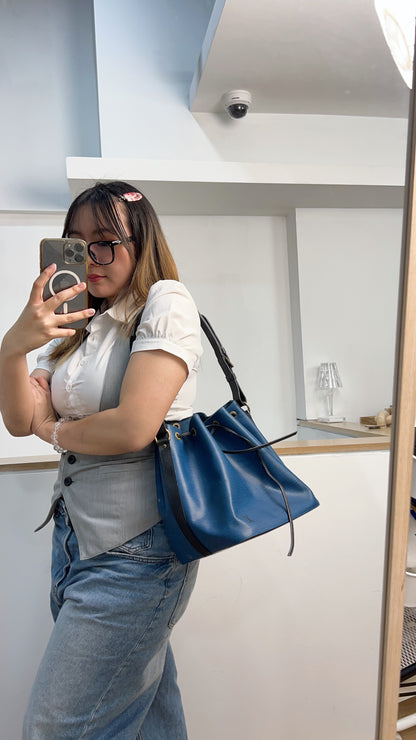 Louis Vuitton Blue and Black Epi Petit Noe Bucket Bag