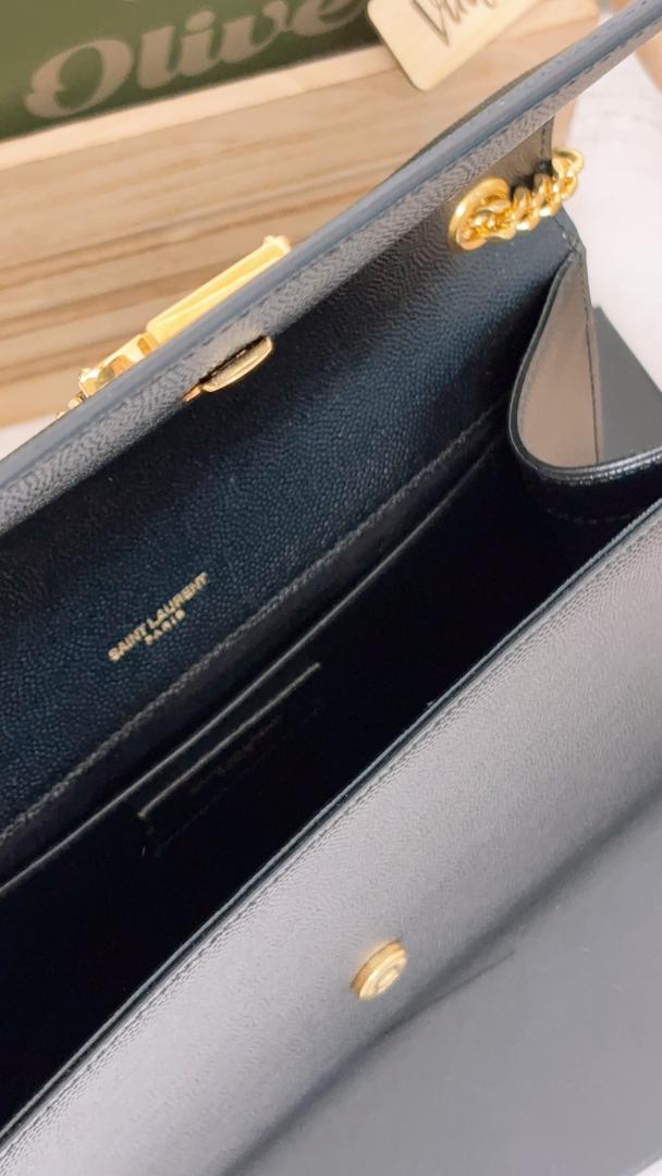 YSL Black Grain de Poudre Medium Kate (GHW)