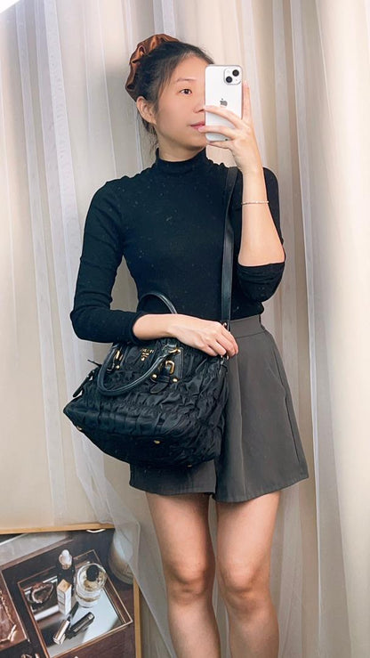 Prada Black Nylon Gaufre Tote