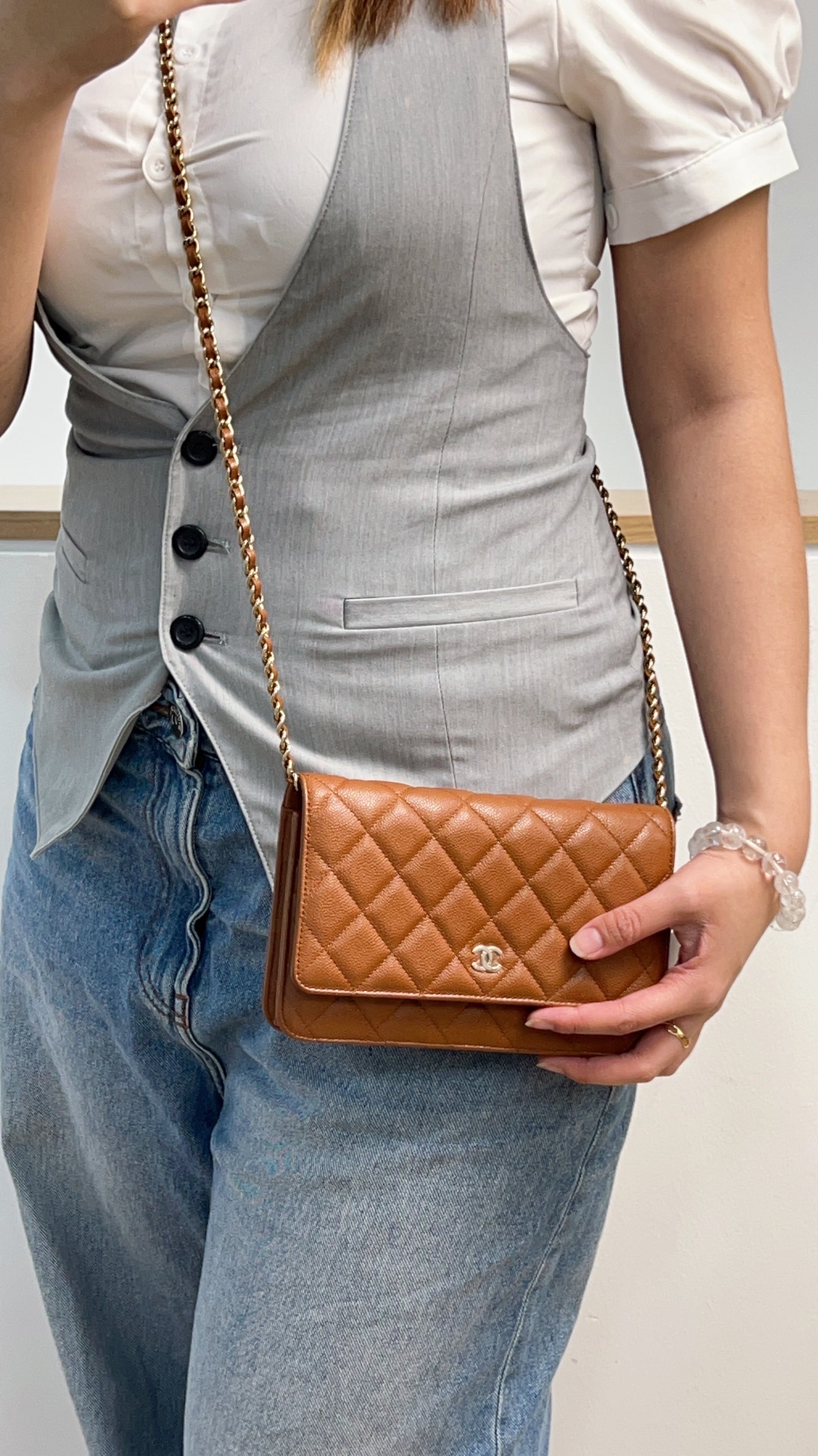 Chanel Brown Caviar Classic WOC