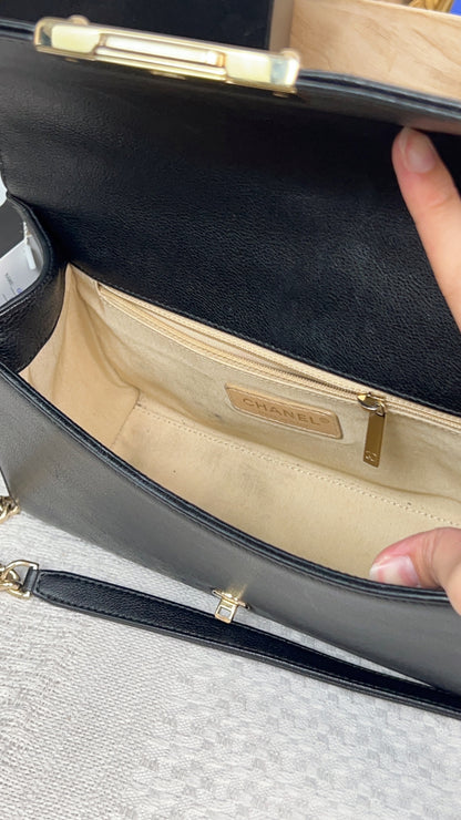 Chanel Black Calfskin Click Label Top Handle GHW