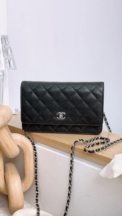 Chanel Black Caviar Turnlock CC WOC (SHW)