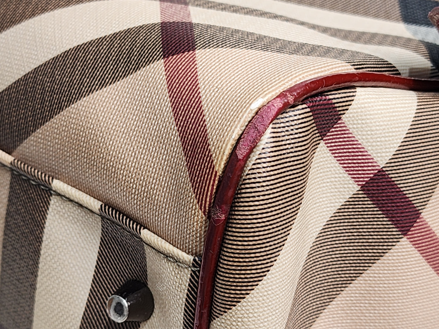 Burberry Red / Beige House Check PVC Cantebury Tote