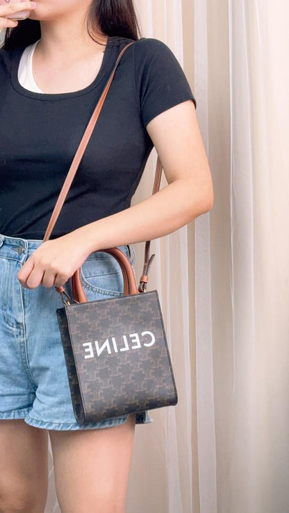 Celine Triomphe Mini Vertical Cabas Tote