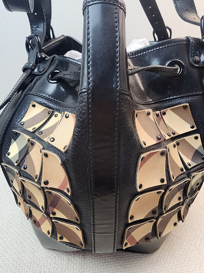 Burberry Nova Check Studded Warrior Armour Hobo Bag