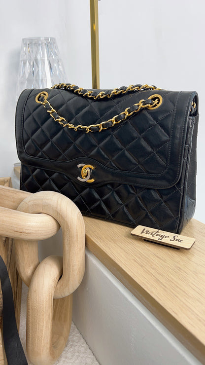 Chanel Black Lambskin Vintage Paris Limited Double Flap