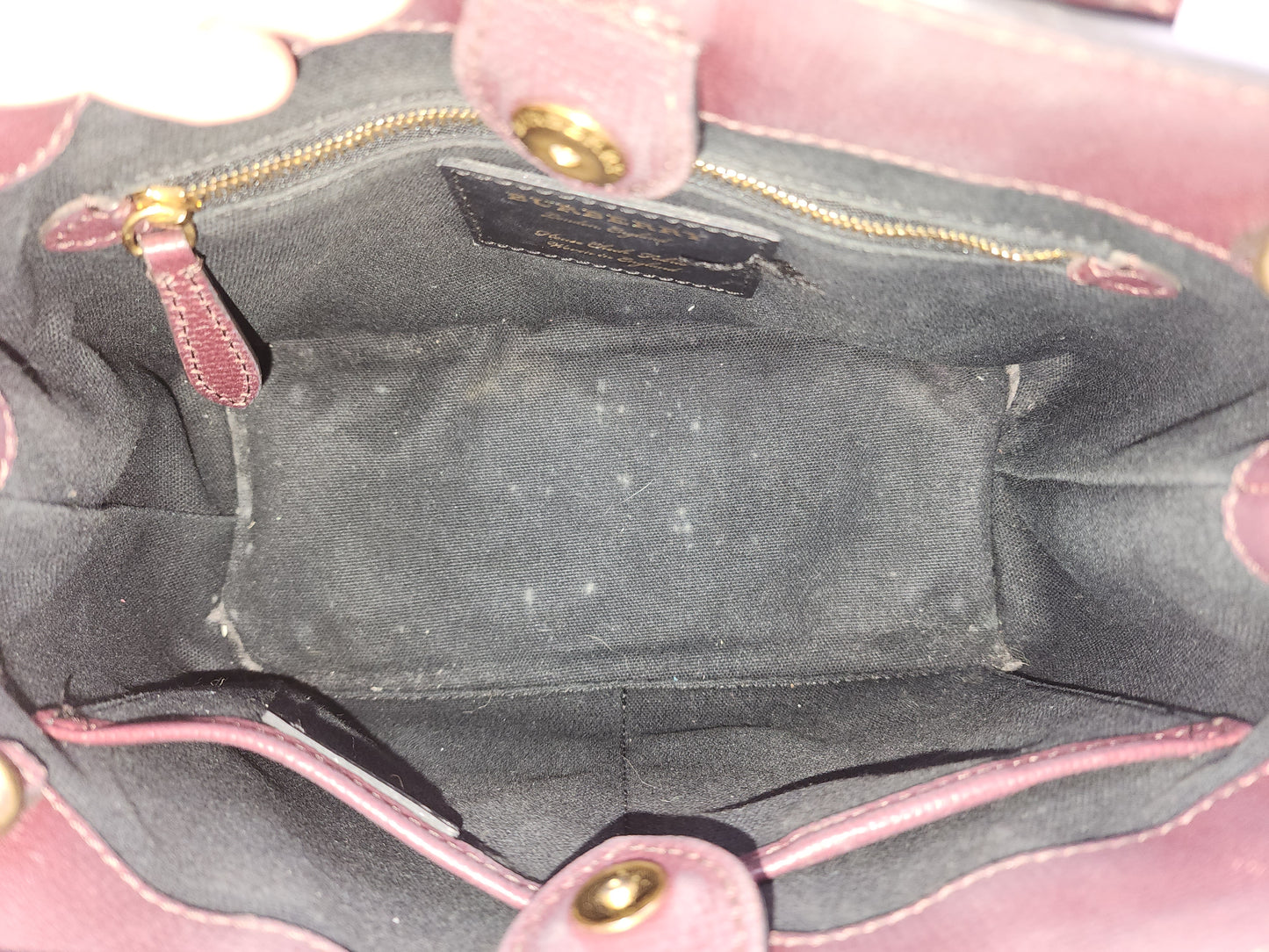 Burberry Burgundy Calfskin Banner Tote Small