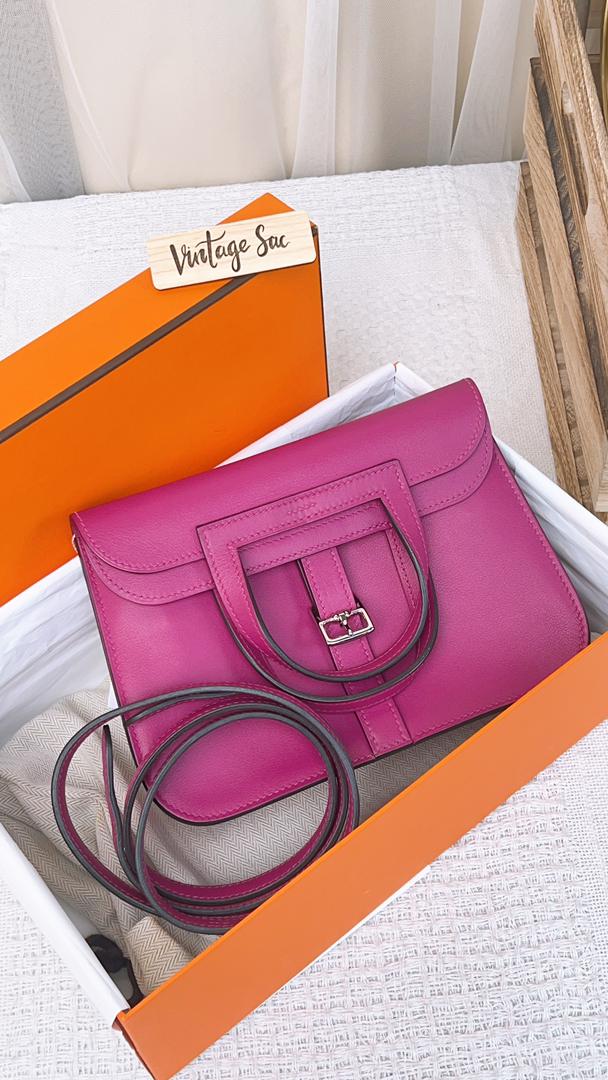 Hermes Rose Purple Swift Mini Halzan (PHW)