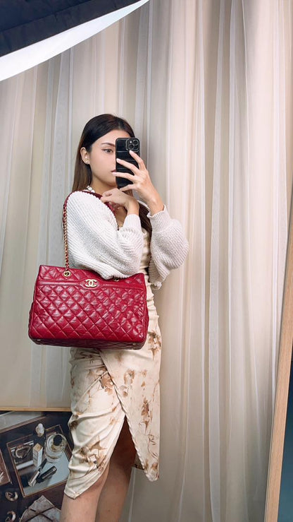 Chanel Crinkled Caviar Shopping Tote GHW